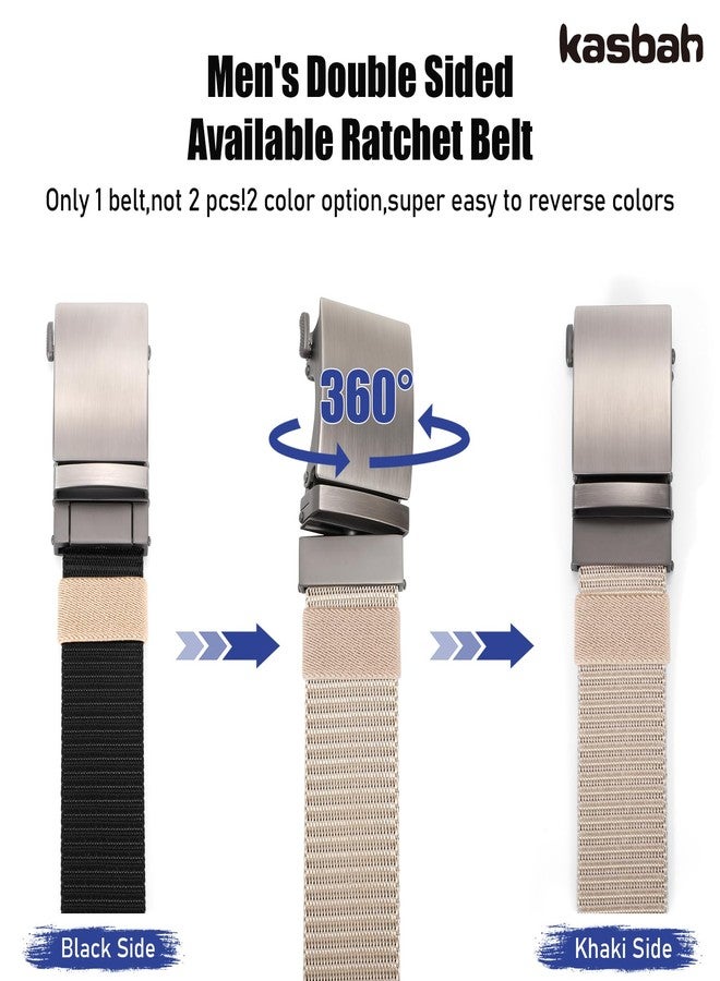 KASBAH Reversible Nylon Ratchet Belt for Men,Adjustable No-Hole Design for Casual, Golf, Jeans & Pants Durable Web Belt for Men (26-44 Inches) - Image 2